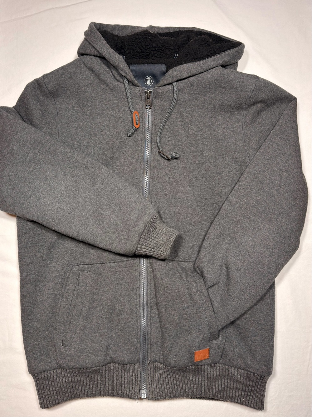 Buffalo David Bitton Men’s Large Sherpa Lined Zip Hoodie Gray